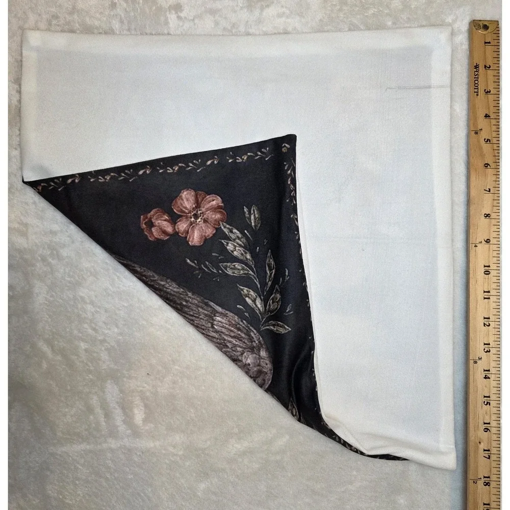 Dove & Lamb Dark Floral Print Pillow Covers Set 18x18 Black Zip Old World Cotage